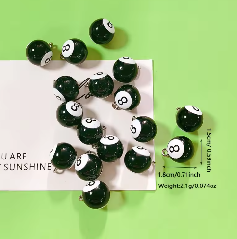 Jewelry Making Game - 10pcs Mini Billiards Black 8 Resin