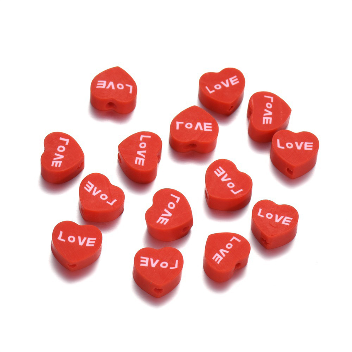 100pcs 10mm Red and Pink Peach - Jewelry Making In Clay recension och pris