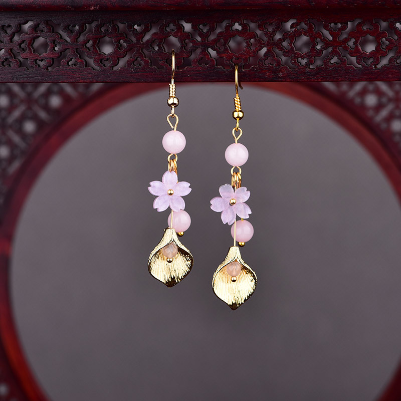 Pink Natural Jade Flower Earri - Jewelry Making With Stones recension och pris