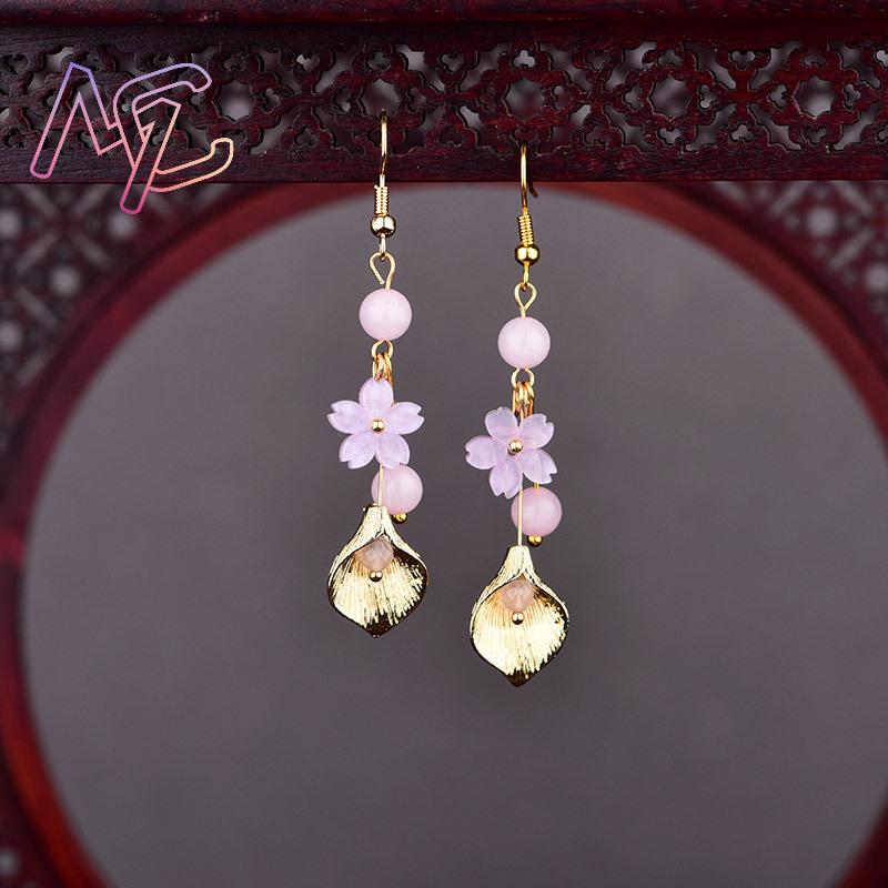 Pink Natural Jade Flower Earri - Jewelry Making With Stones recension och pris