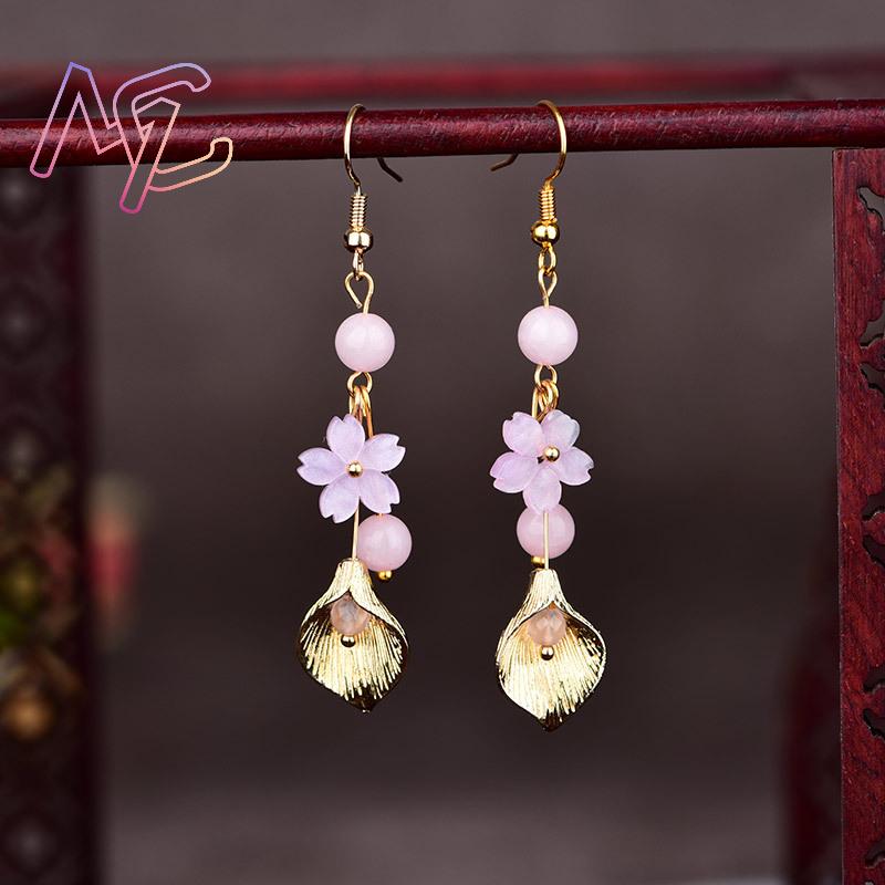 Pink Natural Jade Flower Earri - Jewelry Making With Stones recension och pris